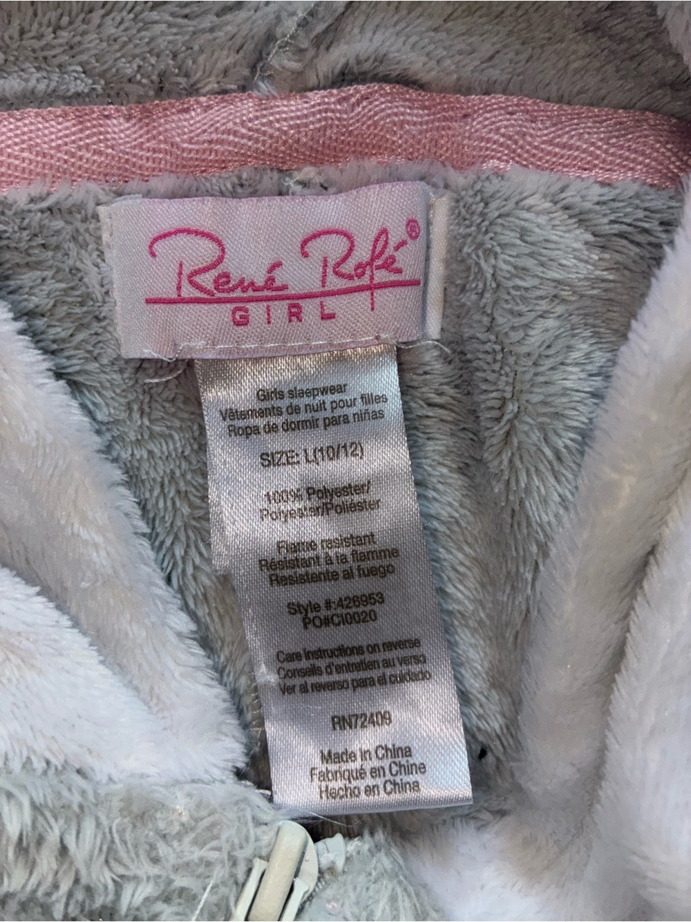 Cozy Cream Kitty Hooded Kids Footie Pajamas with Pink Accents - Picture 2 of 3